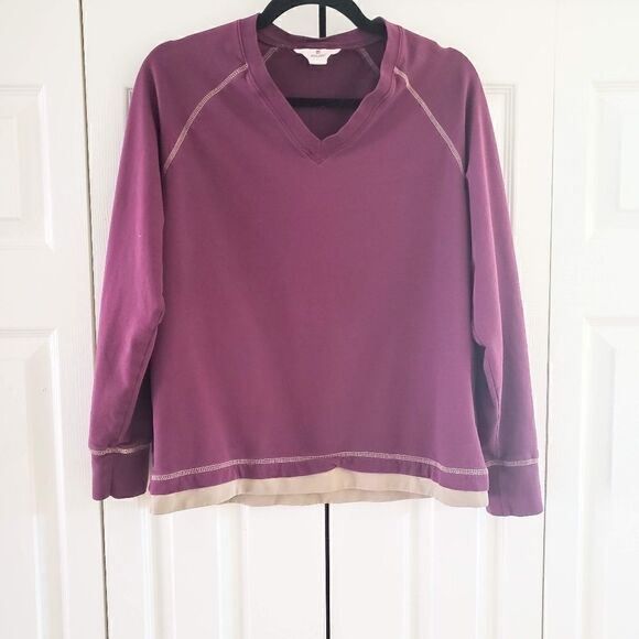 Woolrich Purple Pullover V Neck Longsleeve Tee Small - Picture 1 of 5